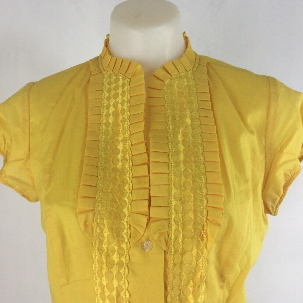 Chadwicks Ruffle Embroidered Button Front Blouse - Picture 2 of 8